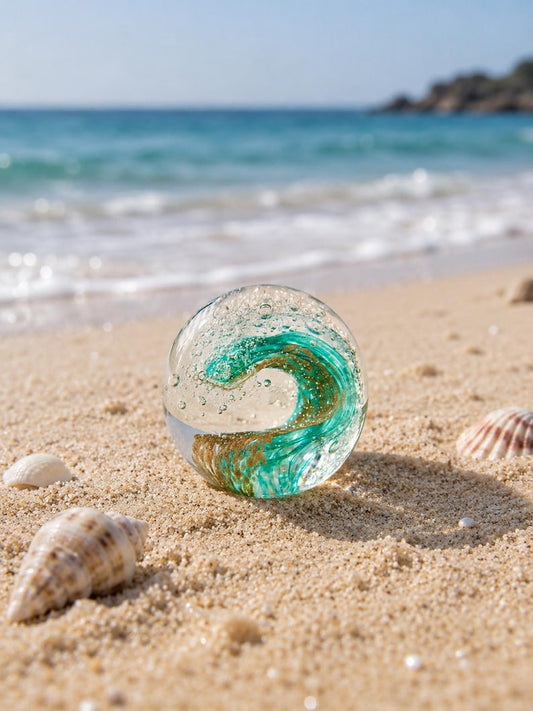 Handmade Glass Ocean Wave Paperweight, Coastal Beach Decor, Glass Wave Sculpture, Ocean Lover Gift, Desk Shelf Decor